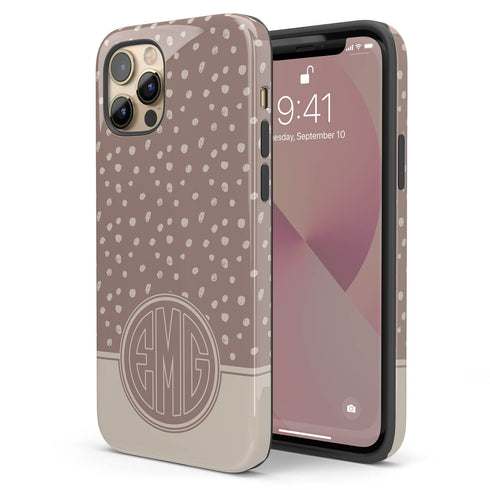 Spotted Dots Personalized Monogram iPhone Case